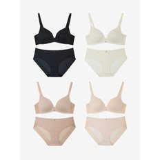 원더브라 [스킨팔레트] 아쿠아 V넥 노와이어 브라팬티 8종(브라4+팬티4)