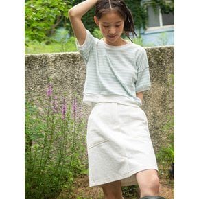 Denim A-line Mini Skirt_white