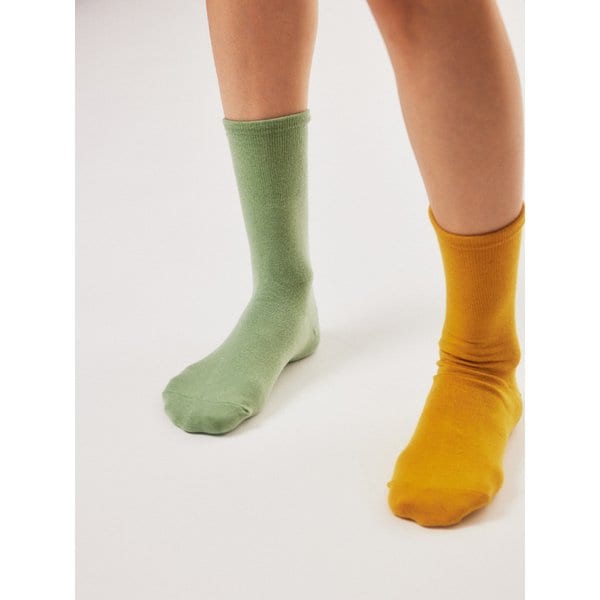 바질 Basil 단색 컬러 장목 양말