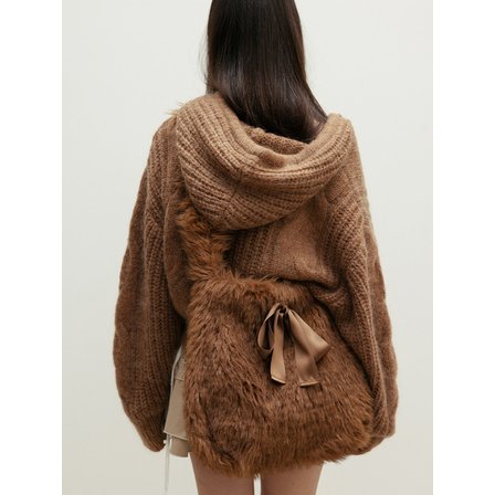 더티스 FAUX FUR RIBBON BAG_TT4W710BR