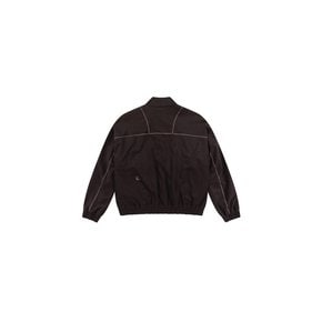 Embroidered pocketed faux suede bomber jacket (Wine)