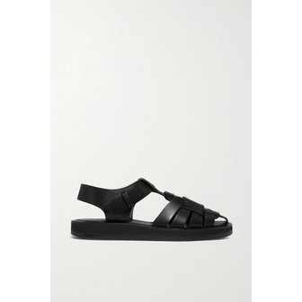 더로우 Fisherman Woven Textured-leather Sandals 블랙