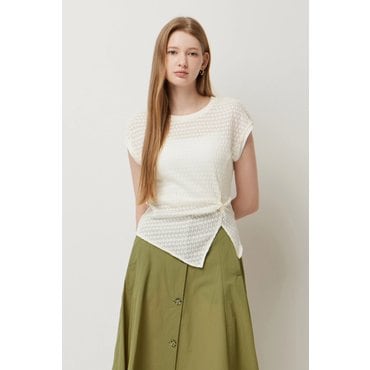 시슬리 리스본 사선 절개 슬리브리스 블라우스 SAWS10541