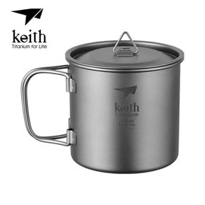 [키이스] KE Single-Wall Titanium Mug with Folding Handle and Lid_Ti3240