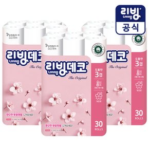 [삼정펄프] 리빙데코 더 오리지날 벚꽃향 30M 30롤x3 (총90롤)