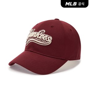 [코리아공식] 바시티 컬시브 부클 로고 언스트럭쳐 볼캡 NY (Burgundy)