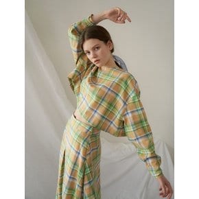 round crop blouse_yellow check