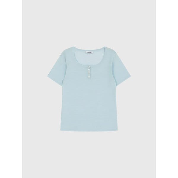 몰리 슬림 버튼 니트 탑_스카이 블루 / MOLLY SLIM BUTTON KNIT TOP_SKY BLUE