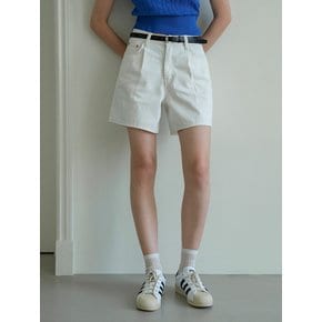 SI JN 6030 color denim shorts_Ivory