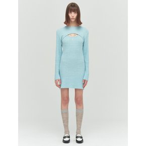 BOUCLE KNIT DRESS, SKY BLUE