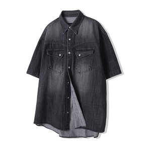 WASHED DENIM WESTERN SHIRT BLACK