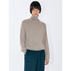 Wool Layered Turtleneck Knit - Beige