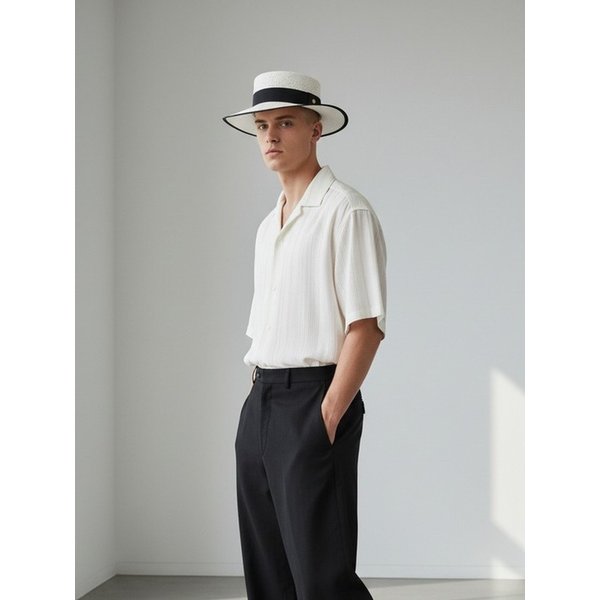 Edge Taping White Long Panama Hat 파나마햇