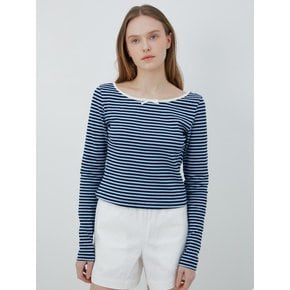 stripe ribbon long sleeve (blue)