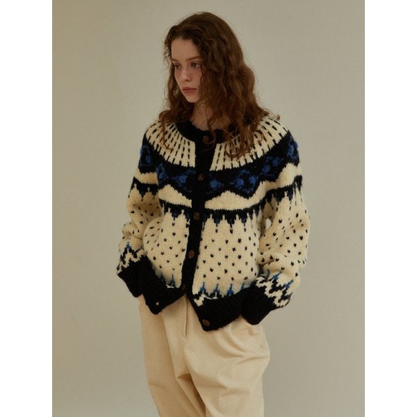 Heidi Alpaca Nordic Cardigan (Ivory)