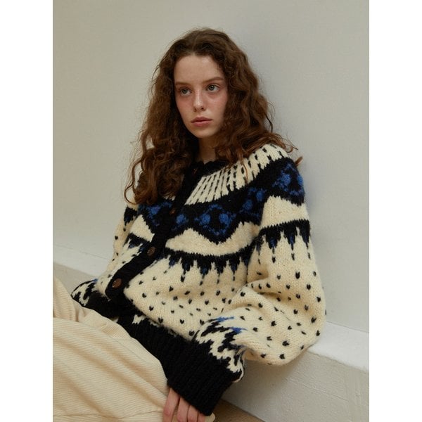 Heidi Alpaca Nordic Cardigan (Ivory)