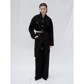 FRONT SLIT CROPPED JACKET (BLACK)