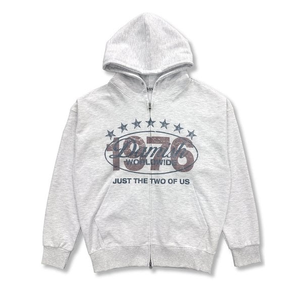 1976 Vintage Crack Twoway Hoodie Zip-Up_Melange