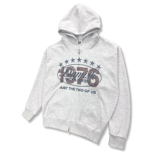 1976 Vintage Crack Twoway Hoodie Zip-Up_Melange