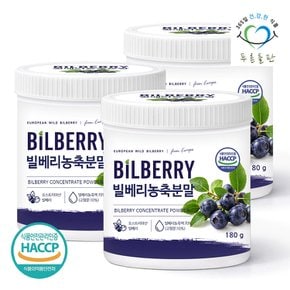 빌베리 농축 분말 가루 HACCP 180g 3통 빌베리분말 bilberry extract 과일가루 베이킹 파우더