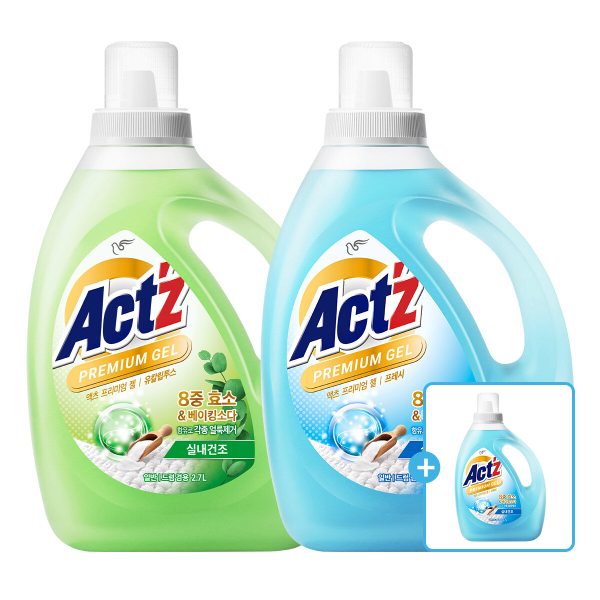 [본품 1개 더 증정] 액츠 세탁세제 프리미엄젤 프레쉬/유칼립투스 2.7L 용기