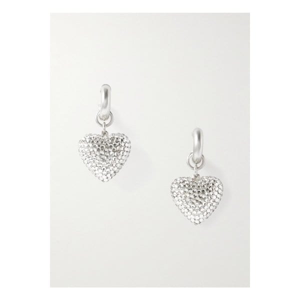 록산느 애슐린 더 대즐링 퍼피 하트 실버톤 크리스털 후프 이어링 1647597355585720