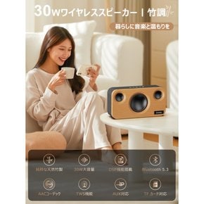 30W Earaku Bluetooth DSP TWS PC iPhone Android TF [천연의 대나무 톤 · 강력 출력] 스피커