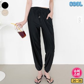 제이지컴퍼니 여성용 시원한 냉감소재 쿨원단 대박 스판 조거 밴딩 팬츠 바지