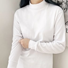 여성 겨울 기본 면 반목 폴라 긴팔 티셔츠