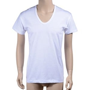 제임스딘 [트라이][남U넥 T셔츠]깨끗한 면 100% 백색 U넥 반팔 T셔츠-95,100,105