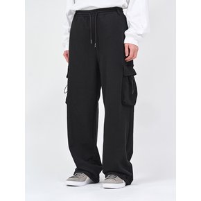 WIDE STRING CARGO SWEATPANTS BK