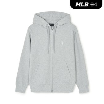 MLB [코리아공식]베이직 스몰로고 오버핏 후드 집업 CHW (Melange Grey)