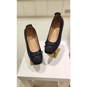 [여주점] 바바라 소가죽 펀칭 리본 속굽2CM 플랫슈즈 AAI145BK