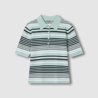 JAJU 여 강연 카라 반팔 니트 J116202729046