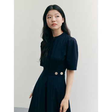 가니송 Gold Button Wrap Long One-piece_navy