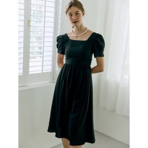 BACKLESS PUFF-SLEEVE DRESS [Black]