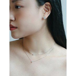 SILVER925 베젤 큐빅 체인 목걸이