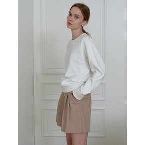 Double tuck wide half pants_BEIGE