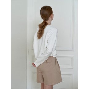 Double tuck wide half pants_BEIGE