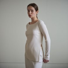 [30% 할인가 판매] Wide Rib Slit Long Sleeve (Ivory)