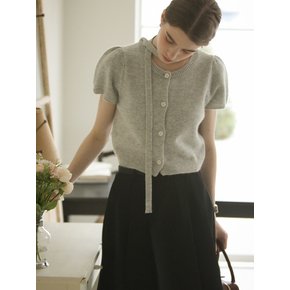 Tie set half sleeve cardigan_Gray