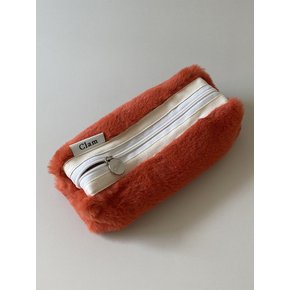 round pencilcase _ Fur Orange