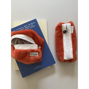 round pencilcase _ Fur Orange