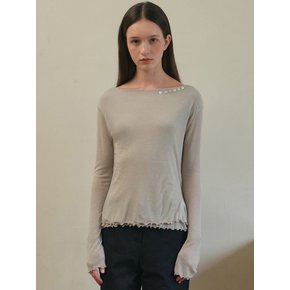 Button boat neck wave t-shirt_Beige(O25-TP20)