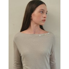 Button boat neck wave t-shirt_Beige(O25-TP20)