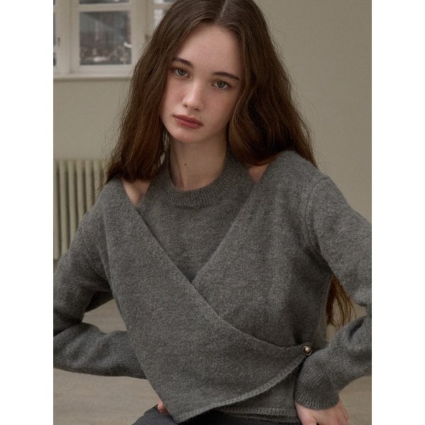 [NEW 컬러추가]홀터넥 레이어드 랩 니트 3컬러 VW324