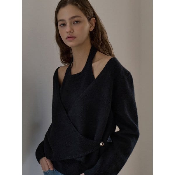 [NEW 컬러추가]홀터넥 레이어드 랩 니트 3컬러 VW324