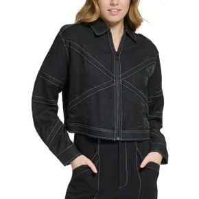 5322060 DKNY Womens Crinkle Topstitched Shirt Jacket