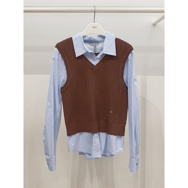 [파주점] 쥬크 주크 니트배색 셔츠 블라우스​ V261PSC902