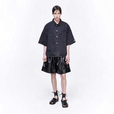송지오 옴므 크롭 데님 하프 셔츠 카키 SH3SH320GY